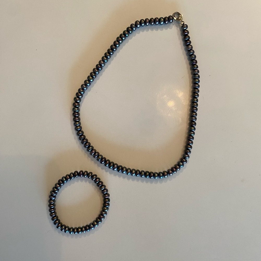 HONORA Black Pearl Necklace and Bracelet Set